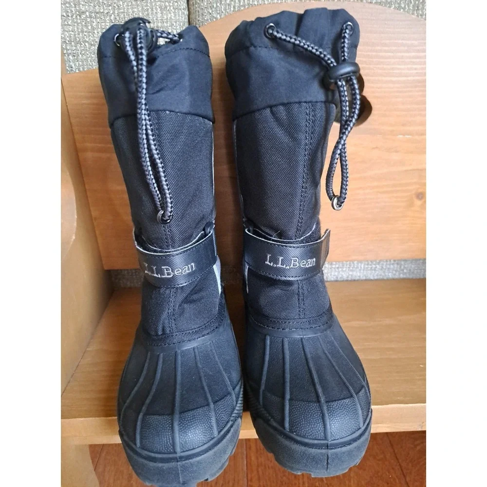 L.L. Bean Kid's Northwoods Snow Boots 12 Black Gray Waterproof Removable Liners